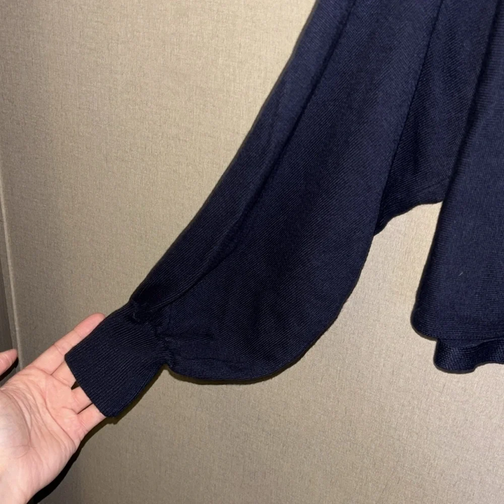 ZESICA Women's Loose Oversized Chunky Navy Blue Sweater Crop - Picture 4 of 4